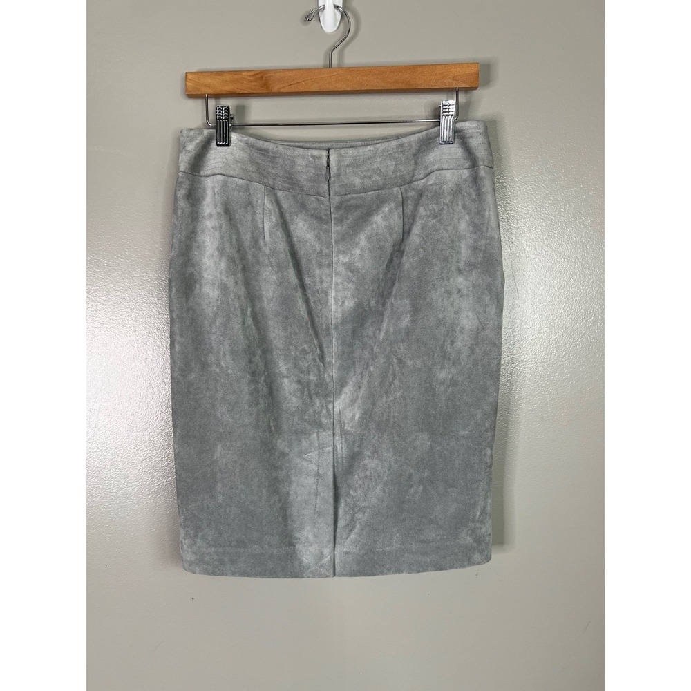 Calvin Klein Grey Faux Suede Pencil Skirt Womens 8 petite office professional - Picture 7 of 10